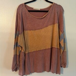 Free People Bobbi tee Dusty Rose Combo